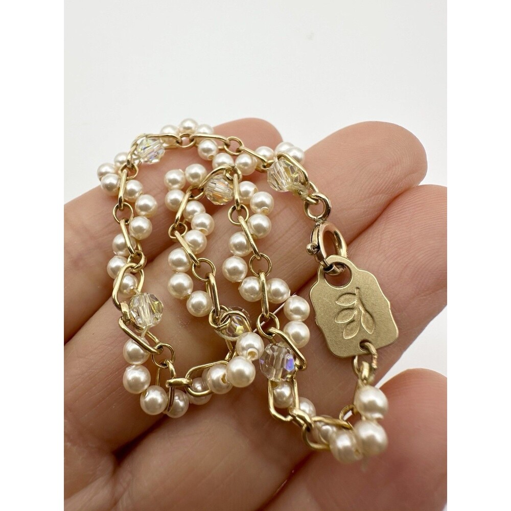 Holly Yashi 14k Gold Filled Faux Pearl Crystal Bracelet 7”